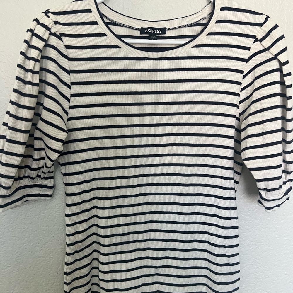 Express Black and White Striped Women's Top